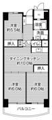 Sơ đồ phòng 3DK của Village House Kashiihama Tower ở Higashi-ku