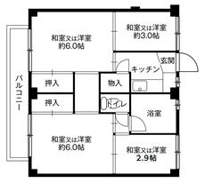 Sơ đồ phòng 4K của Village House Takahanadaira ở Yokkaichi-shi