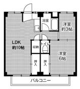 四日市市ビレッジハウス高花平の間取り図2LDK