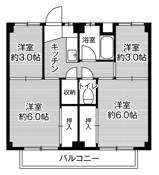 Sơ đồ phòng 3DK của Village House Noda ở Kariya-shi