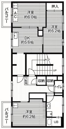 江別市ビレッジハウス野幌の間取り図3DK