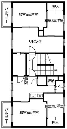 江別市ビレッジハウス野幌の間取り図3DK