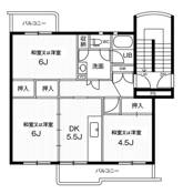 Sơ đồ phòng 3DK của Village House Inokuchi ở Inazawa-shi