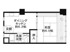 和歌山市ビレッジハウス城北タワーの間取り図1DK