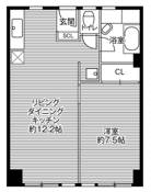 和歌山市ビレッジハウス城北タワーの間取り図1LDK