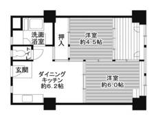 Sơ đồ phòng 2DK của Village House Johoku Tower ở Wakayama-shi