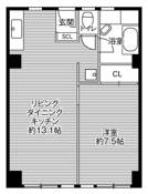 和歌山市ビレッジハウス城北タワーの間取り図1LDK