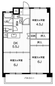 各務原市ビレッジハウス那加の間取り図3DK