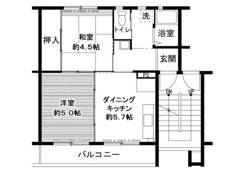 和歌山市ビレッジハウス鳴滝の間取り図2DK