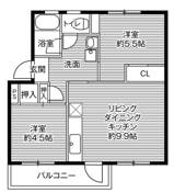和歌山市ビレッジハウス鳴滝の間取り図2LDK