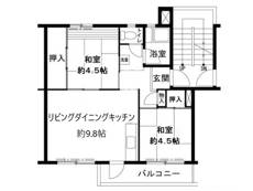 2LDK denah lantai Village House Narutaki di Wakayama-shi