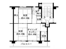 和歌山市ビレッジハウス鳴滝の間取り図2DK