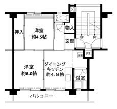 和歌山市ビレッジハウス鳴滝の間取り図2DK