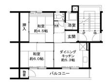 和歌山市ビレッジハウス鳴滝の間取り図2DK