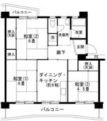 三木市ビレッジハウス志染の間取り図3DK