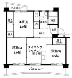 三木市ビレッジハウス志染の間取り図3DK