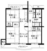 三木市ビレッジハウス志染の間取り図3DK