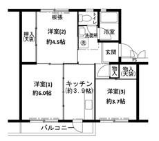 三木市ビレッジハウス志染の間取り図3K