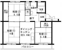 三木市ビレッジハウス志染の間取り図3DK
