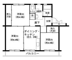 三木市ビレッジハウス志染の間取り図3DK