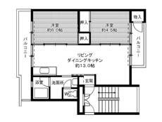 四日市市ビレッジハウス笹川の間取り図2LDK