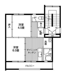 Sơ đồ phòng 2DK của Village House Tsurugaya 2 Chome ở Miyagino-ku