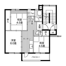 宮城野区ビレッジハウス仙台鶴ケ谷二丁目の間取り図3K
