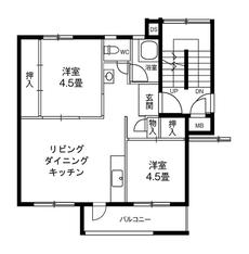 宮城野区ビレッジハウス仙台鶴ケ谷二丁目の間取り図2LDK
